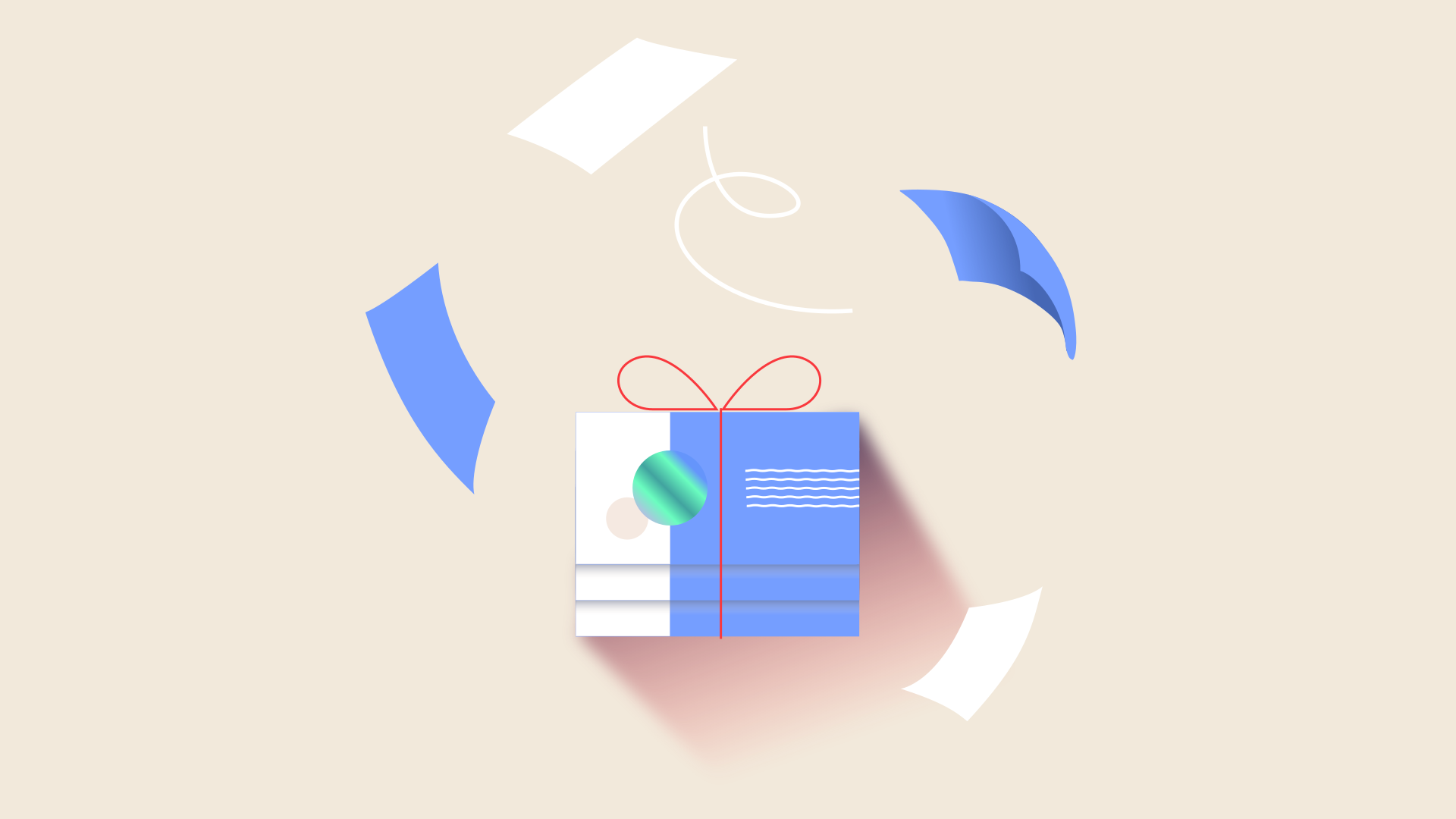 Stack of notes tied in a bow
