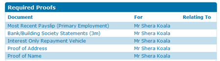 Required proofs screen grab